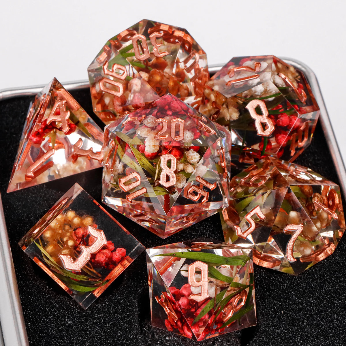 Handmade Sharp-Edge Resin Dice Set – 26 Colours to Choose From