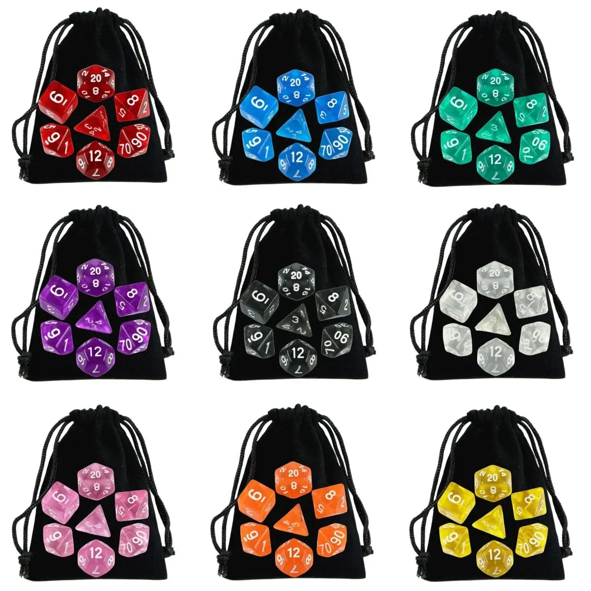 Clear Metal RPG Dice Set
