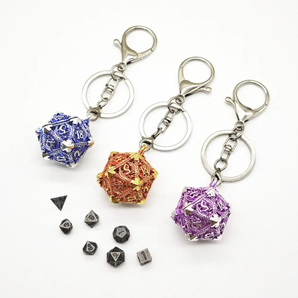 Antique Hollow Metal RPG Dice Set - Design 12
