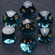 1-7pcs Purple Crystal Gemstone Dice Set Golden Word DND Dice Multi-sided Polyhedral Dice for D&D Game COC Role Playing RPG Table