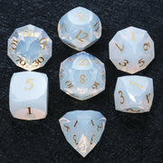 1-7pcs DND Fantasy Blue Glass Gemstone Dice Set Multi-sided Polyhedral Dice Golden Word Dice for D&D Game COC Role Playing RPG