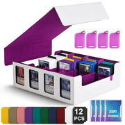 Leather Trading Card Storage Box 5 Rows Magnetic Closure Game Cards Box With Viewing Windows Card and Note Storage Supplies