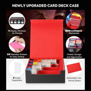 Trading Card Storage Box for 3000+ Cards With Display Windows, Premium Game Card Storage Box With Card Supporters & Divider