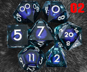 Set Of 7 Sharp Edge Resin Polyhedral DND Dice For D&D RPG Role Playing Games