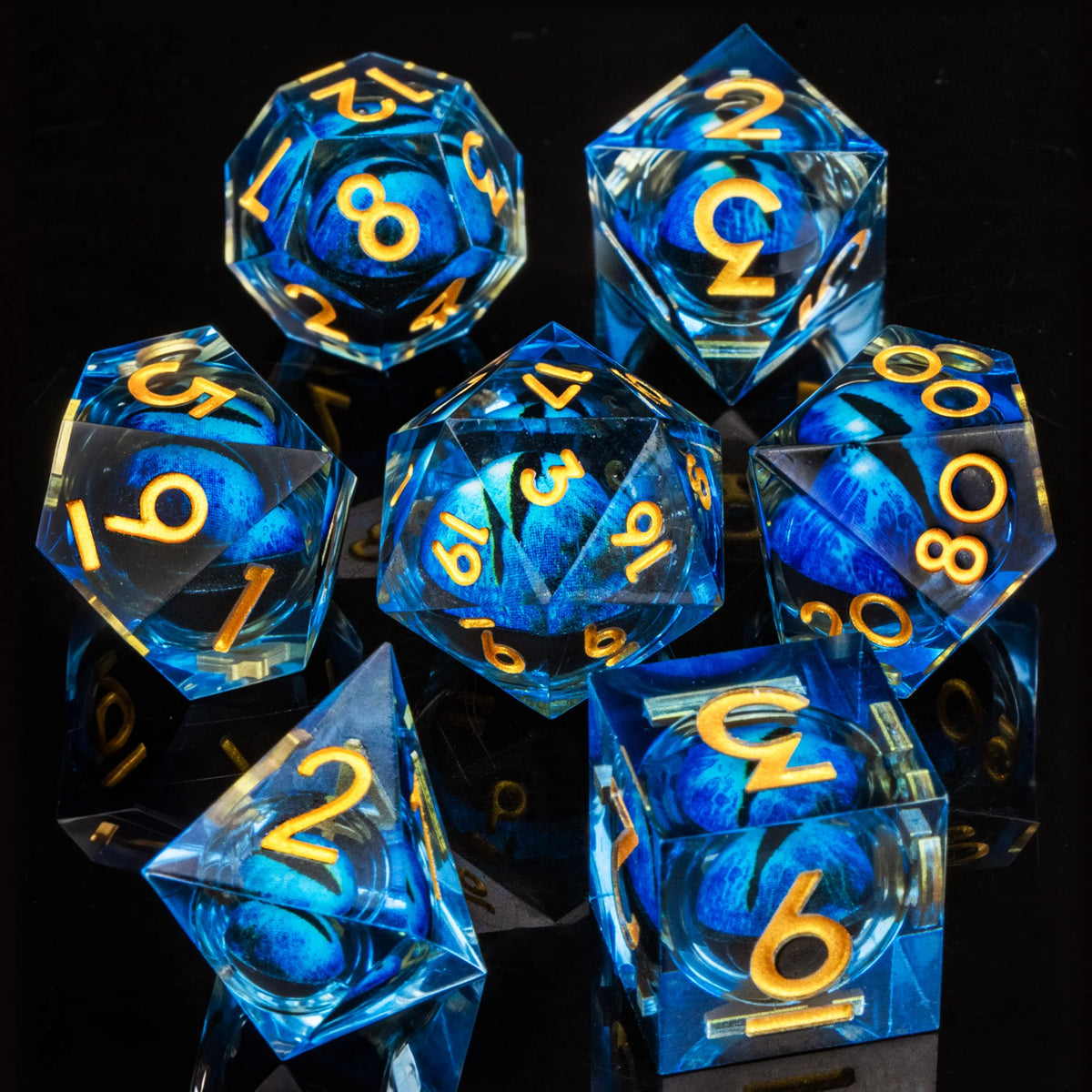 Liquid Core Resin Polyhedral RPG Dice Set - Design 8