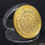 12 Creative Twelve Constellations Gold Plated encrusted Collectible Coins Abstract Art Zodiac Coin Set Crafts Gifts