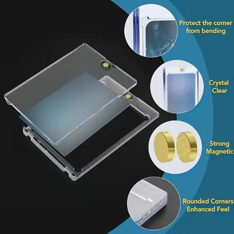 Single clear magnetic trading card case opened