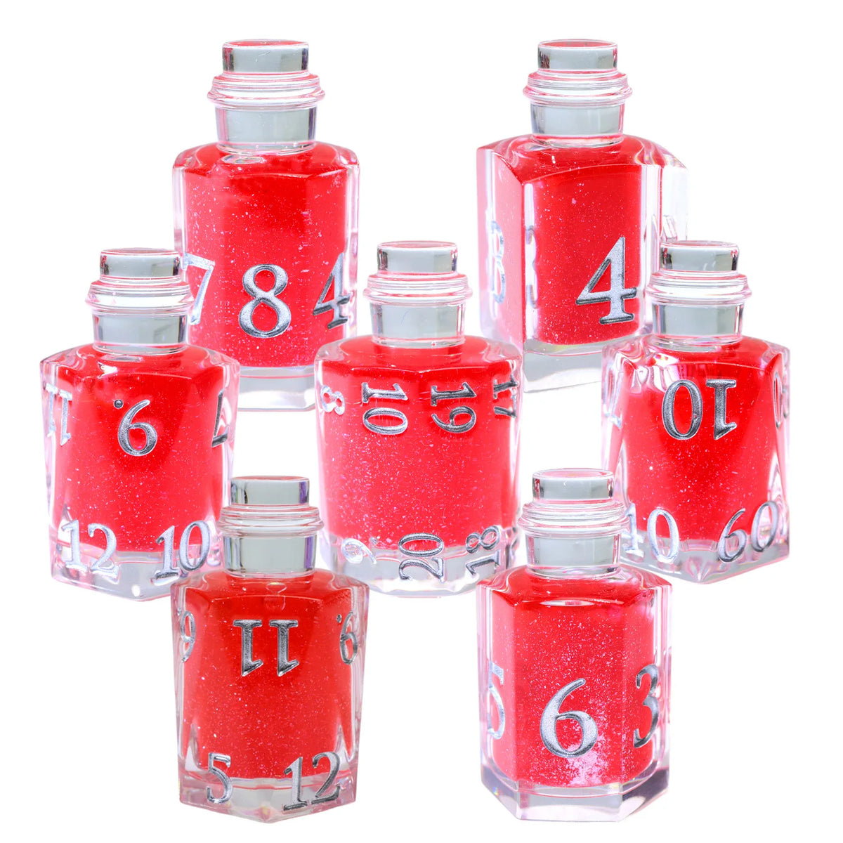 Clear Resin Polyhedral RPG Dice Set - Design 2