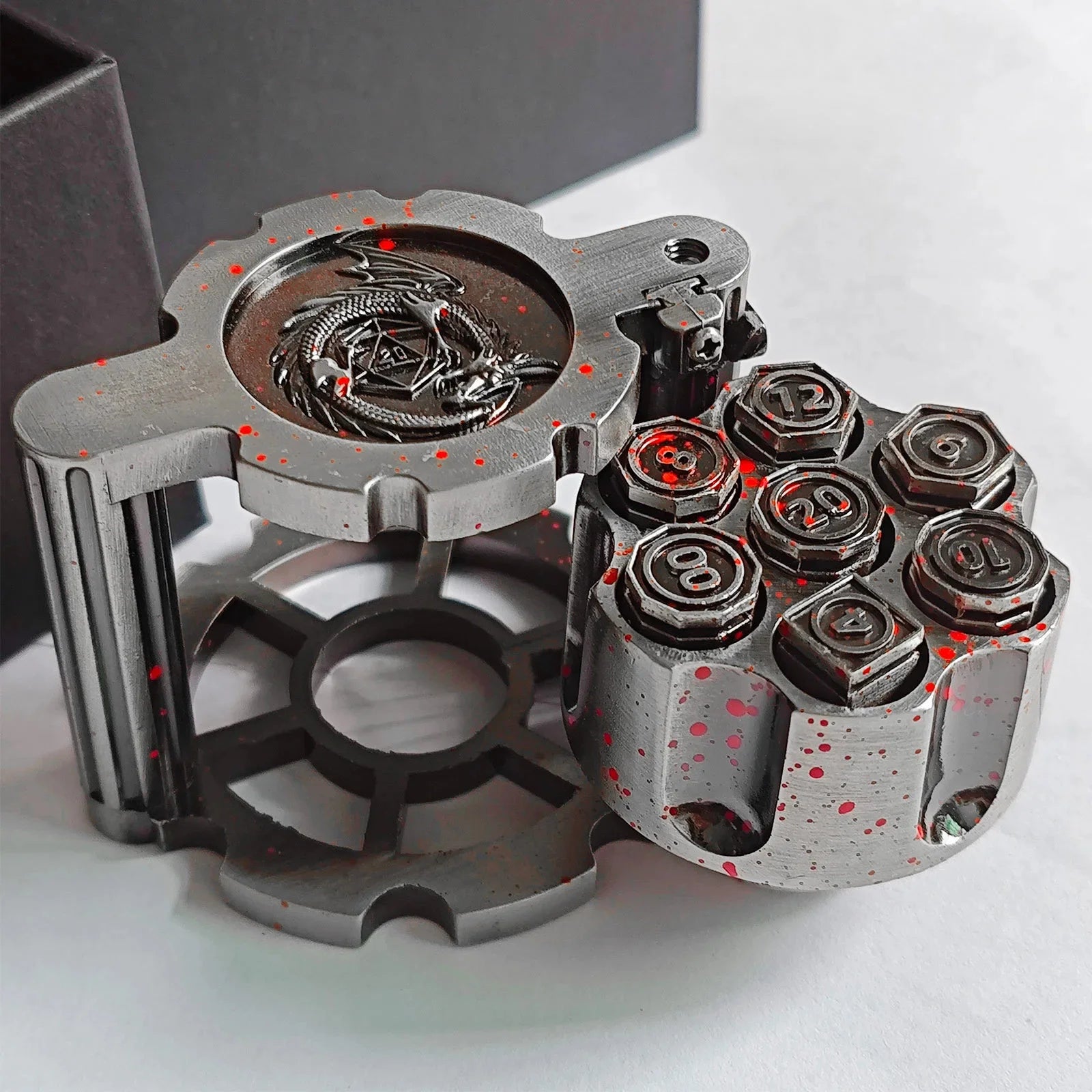 Antique Metal RPG Dice Set - Design 8