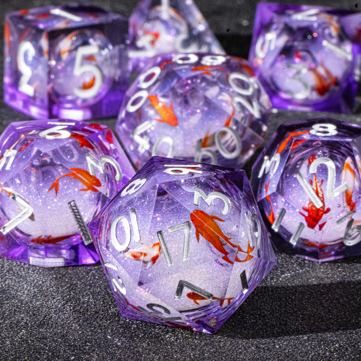 Galaxy Liquid Core Dice Set – Swirling Universe in Every Roll – 24 Colours to Choose From