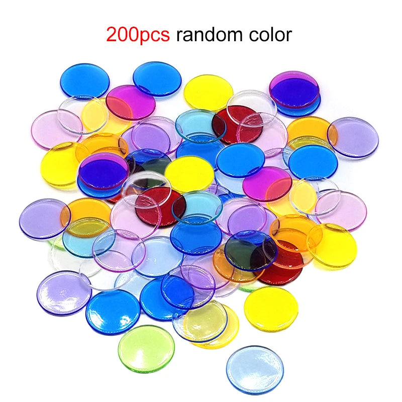 50/100/200pcs 19mm Plastic Chips DIY Tokens Color Transparent Board Game Coins Bingo Accessories Teaching Game Coins TMZ