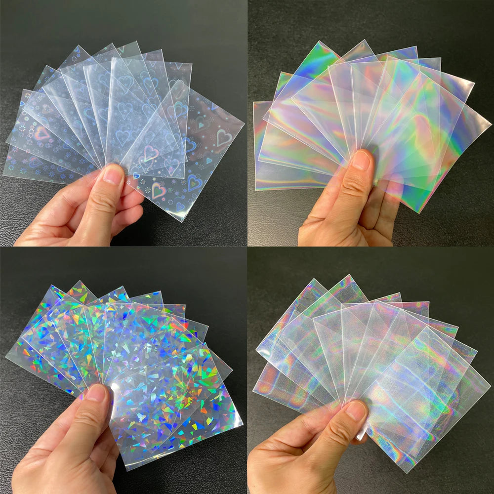 HexHoard Holographic Heart-Foil Card Sleeves, Pack of 100 – 18 Colours to Choose From