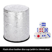Dices Shake Container with 6 Dices Set For Table Board Game Dices Cup PU Leathers Stable Sturdy Comfortable Hand Feeling 24BD