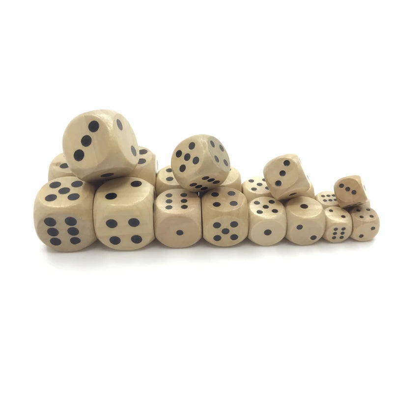 Wooden D6 Dice Set - 10 Piece - Design 4