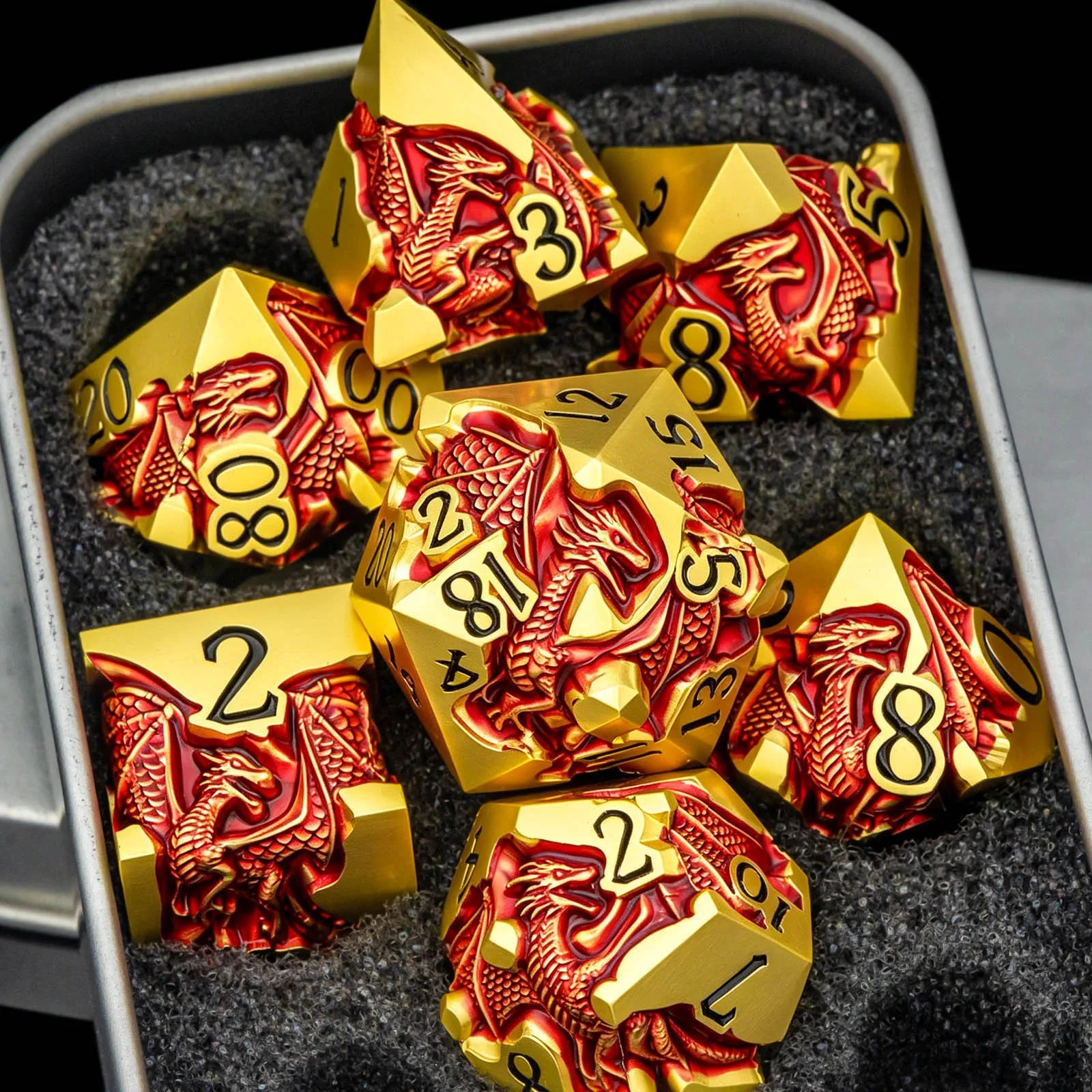 Gold Dragon Metal D6 Dice - Design 4