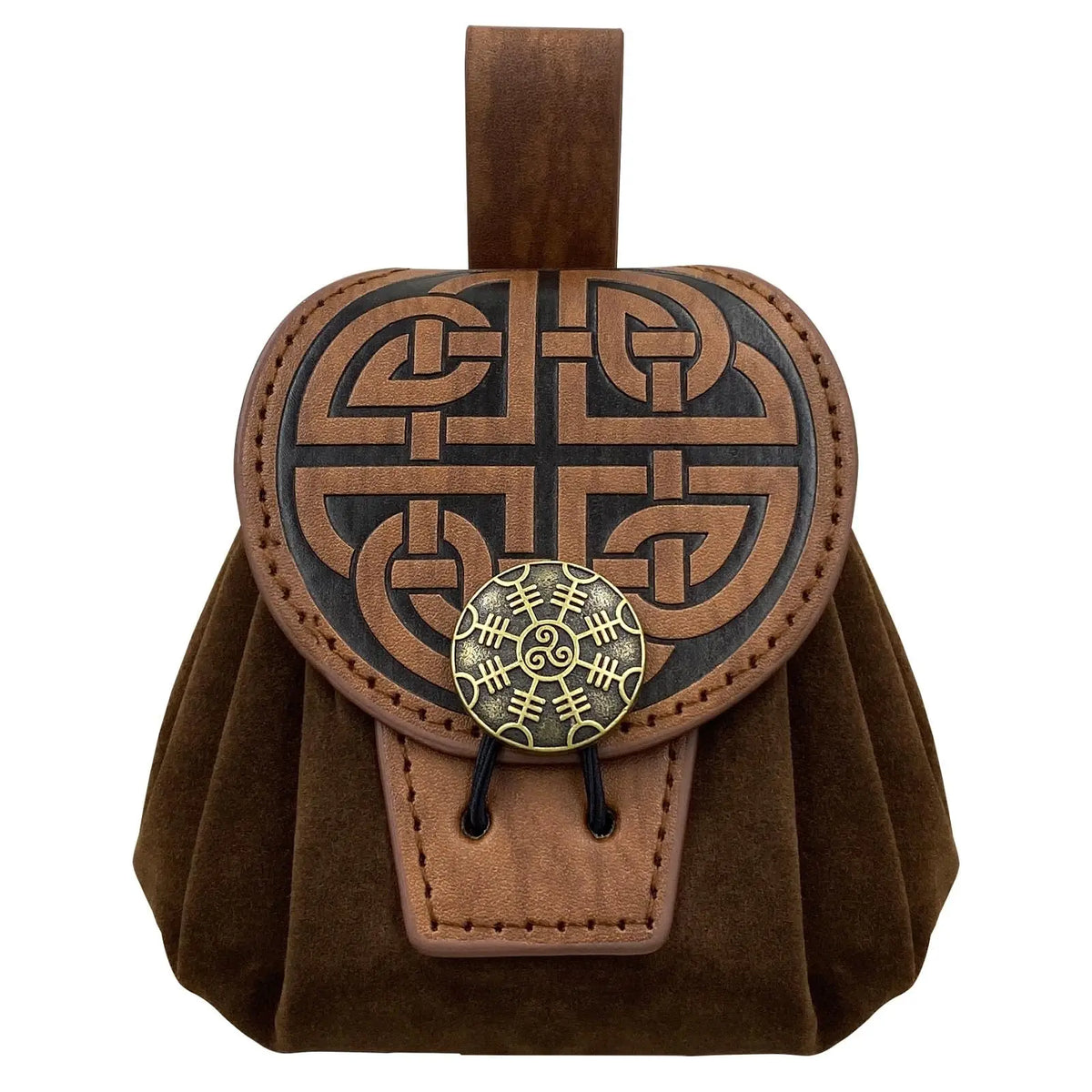 Embossed Medieval Belt Pouch - Brown