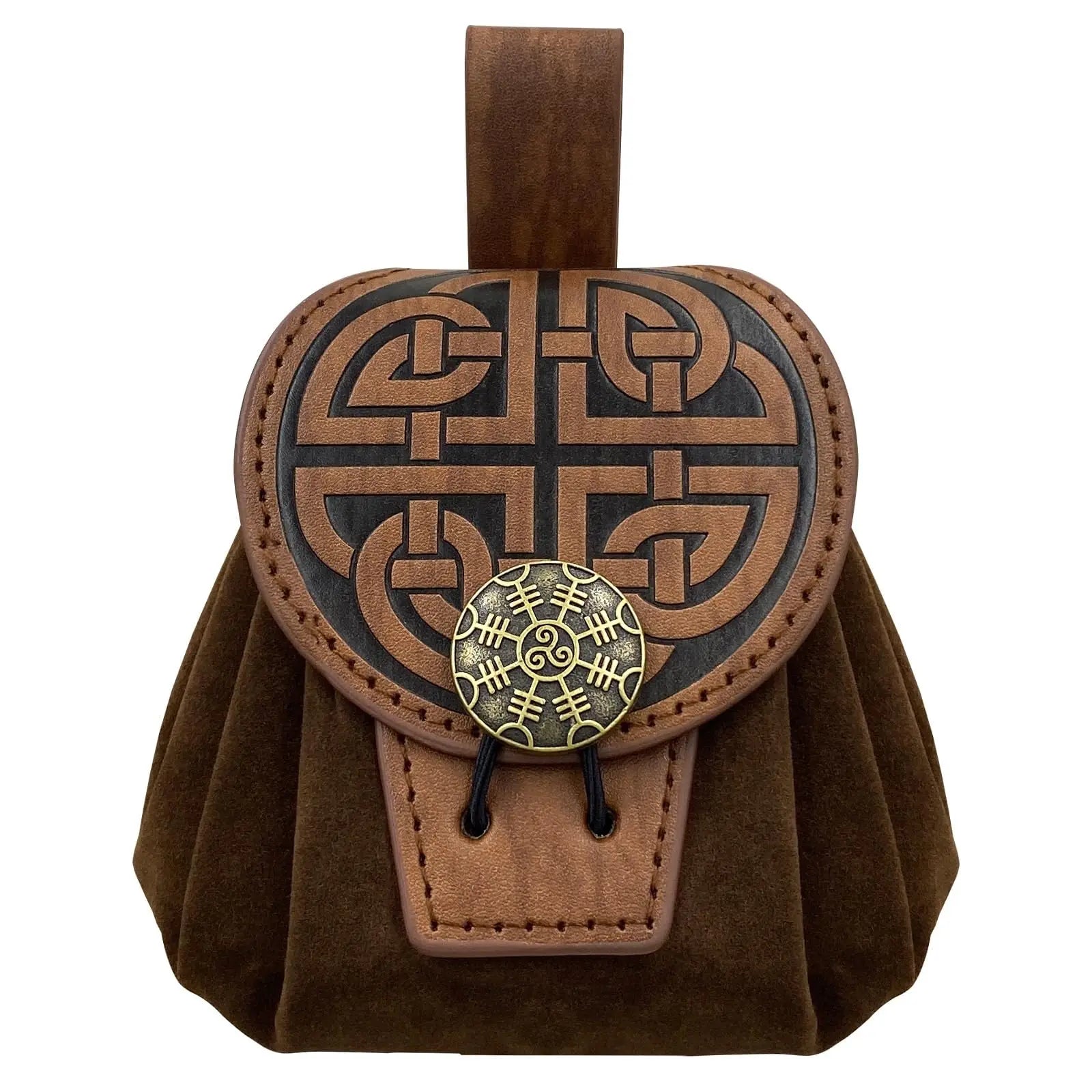 Embossed Medieval Belt Pouch - Brown