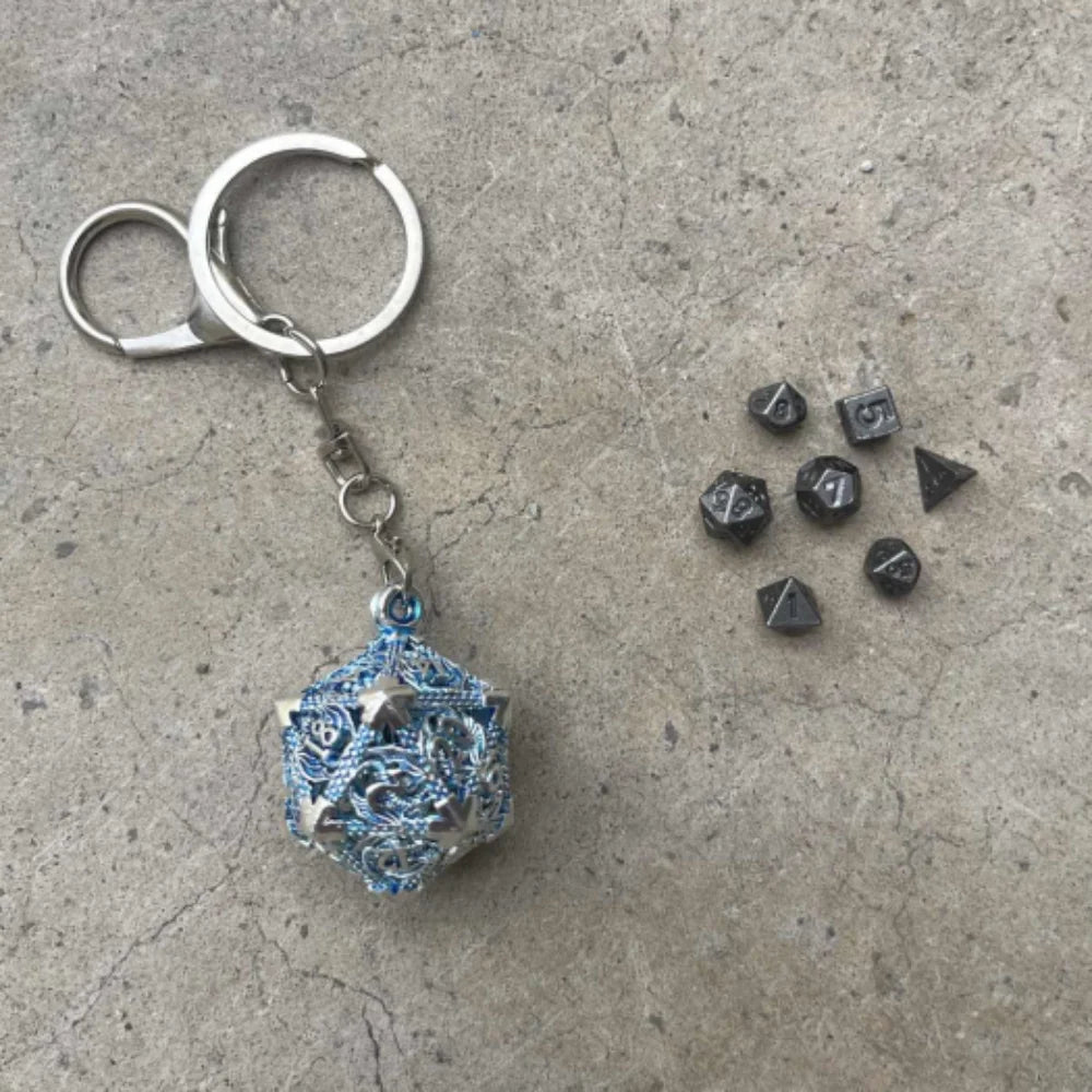 Antique Hollow Metal RPG Dice Set - Design 2