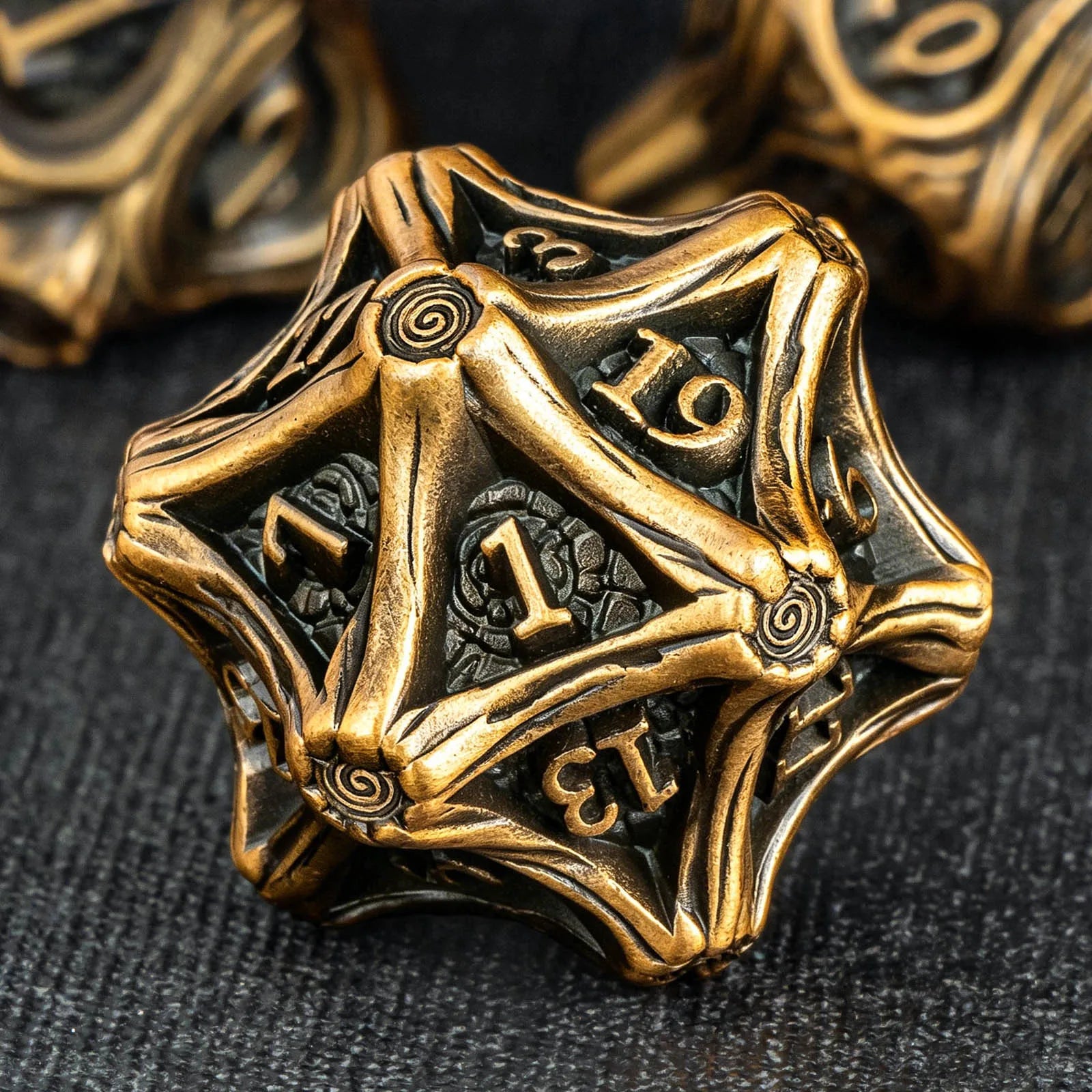 Gold Dragon Metal D6 Dice - 7 Piece