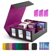 Leather Trading Card Storage Box 5 Rows Magnetic Closure Game Cards Box With Viewing Windows Card and Note Storage Supplies