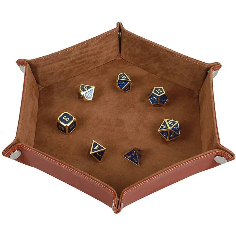 Fold-Flat PU Hex Dice Tray & Storage - Design 3
