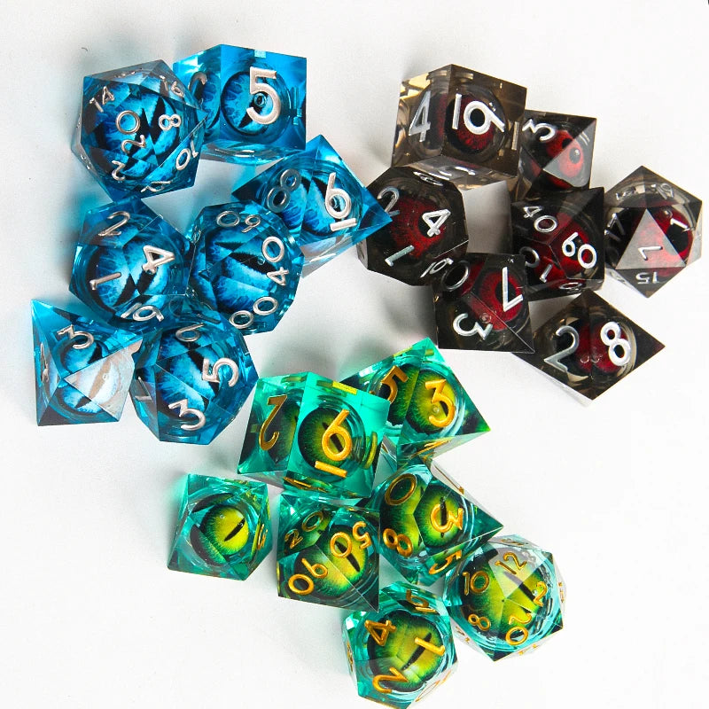 Sharp-Edge Liquid Core Dice Set – 3 Colours to Choose From