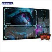 Mysterious Cat Fortune Teller MTG Playmat Magic Card Battle Mat Non-Slip Durable Commander Playmat Board Game Mat for TCG