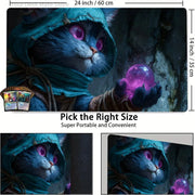 Mysterious Cat Fortune Teller MTG Playmat Magic Card Battle Mat Non-Slip Durable Commander Playmat Board Game Mat for TCG