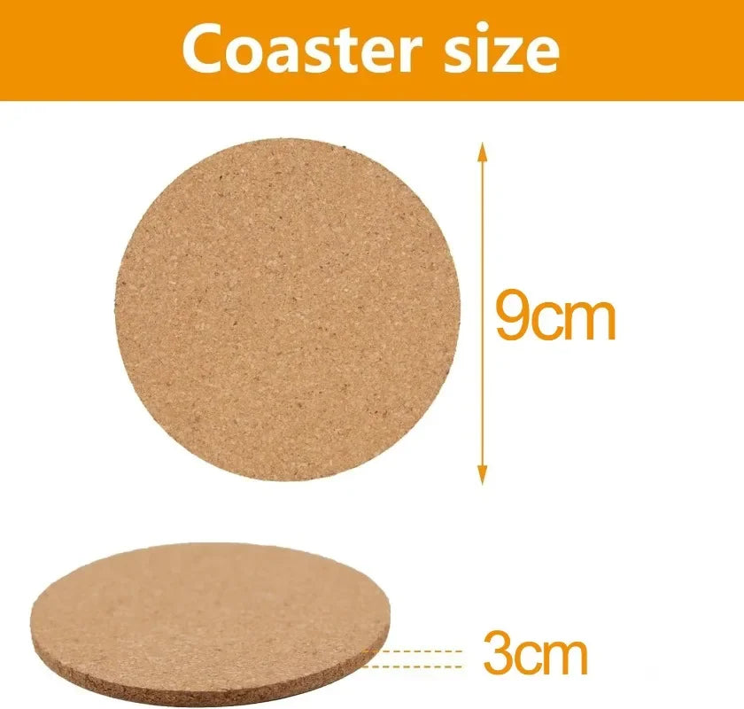 Single round natural cork component mat with dimensions