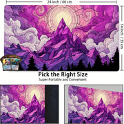 Fantasy Magic Mountain TCG Playmat Magic Card Mat with Stitched Edge Non-Slip Durable Tabletop playmat Board Game Mat for TCG