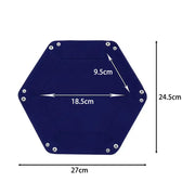 Rolling Folding Hexagon Dice Game Storage Tray PU Leather&Velvet  Mat Holder Double Sided Thick Office Supplies Storage Tools