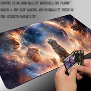 Starry Sky Lion and Cat TCG Playmat Magic Card Battle Mat Non-Slip Durable 35X60CM Commander playmat Board Game Mat for TCG