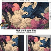 Retro Fantasy Dragon MTG Playmat Magic Card Battle Mat Non-Slip Durable 35X60CM Commander playmat Board Game Mat for TCG