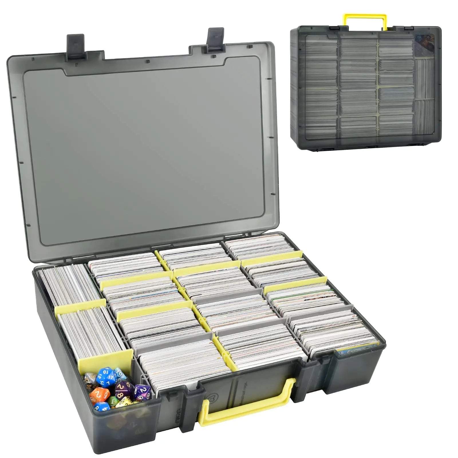 Clear Trading Card Storage Box 2300+ Cards Organizer 12 Dividers Carry Handle for TCG Yugioh CAH Baseball Football Card Box Only