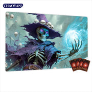 Terror Skeleton Mage TCG Playmat Magic Card Mat with Stitched Edge Non-Slip Durable Tabletop playmat Board Game Mat for TCG