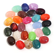 20pcs Flat Oval Acrylic Beads Double Color Imitation Jade Stone Loose Beads For Jewelry Making Bracelet Necklace DIY Accessories