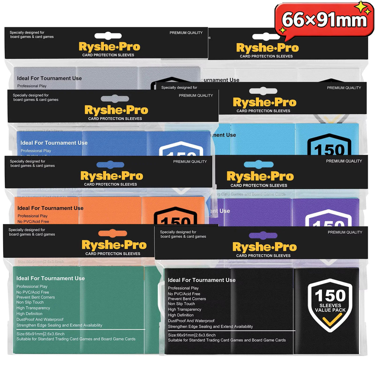 Clear Card Sleeves - 150 Pack - 66 x 91mm