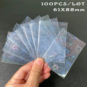 100pcs/Lot Heart-shaped Foil Laser Top Loading TCG Card Sleeves YGO Board Game  Photo Protector Trading Cards Shield Cover