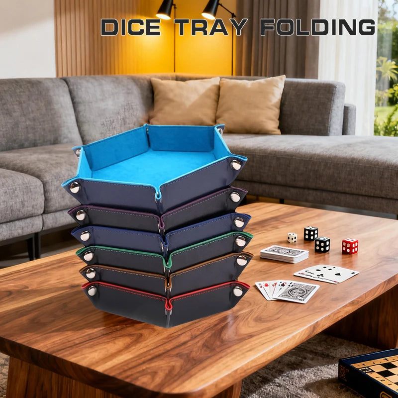 Fold-Flat PU Hex Dice Tray - Design 5