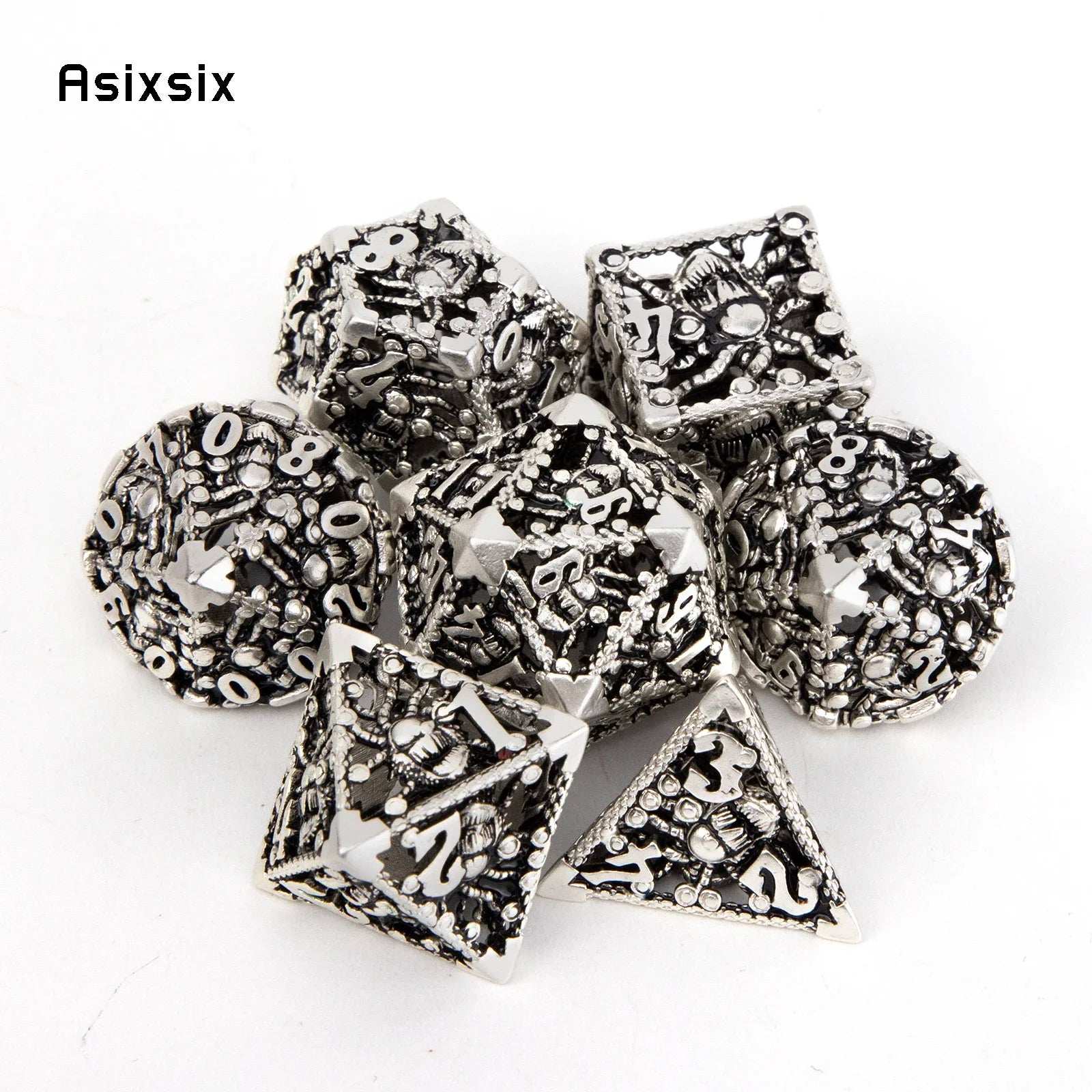 Black Metal RPG Dice Set - 7 Piece - Design 2