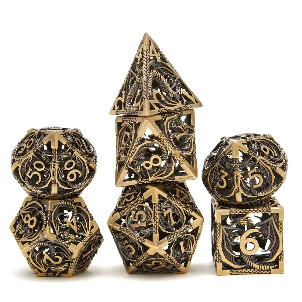 Gold Metal RPG Dice Set - Design 2