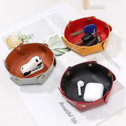 Foldable Dice Hexagonal Tray Box Pu Leather Desktop Storage Box Folding Hexagon Coin Square Tray Dice Game Storage Tray Holder