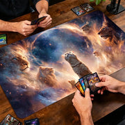 Starry Sky Lion and Cat TCG Playmat Magic Card Battle Mat Non-Slip Durable 35X60CM Commander playmat Board Game Mat for TCG