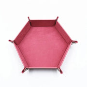 18Colors Foldable Dice Tray PU Leather Flannel Hexagonal Dice Rolling Plate Table Game Office Sundries Key Portable Storage Box