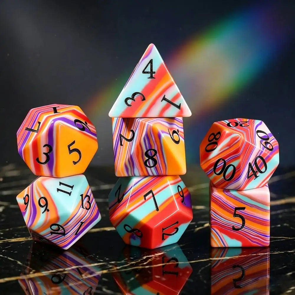 Rainbow Malachite Dice Stone Dices Gemstone D&D Dices set for Dungeons & Dragons Board Game Dice Multifaceted DND RPG Cube