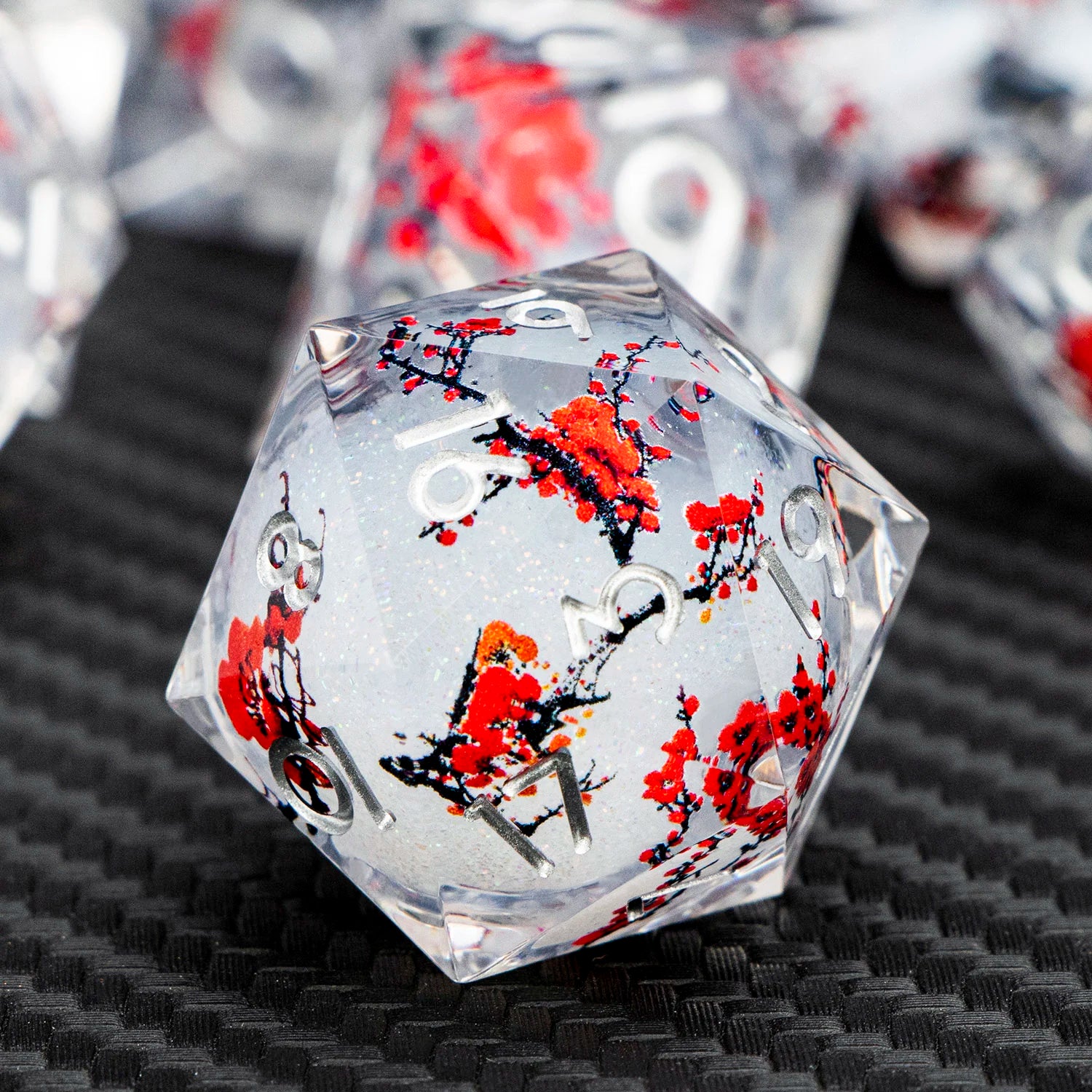 White Sharp Edge Resin Polyhedral RPG Dice Set
