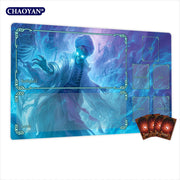 Van Gogh Style Cute Wizard TCG Playmat Magic Card Mat Stitched Edge Non-Slip Durable Tabletop Playmat Board Game Mat for TCG