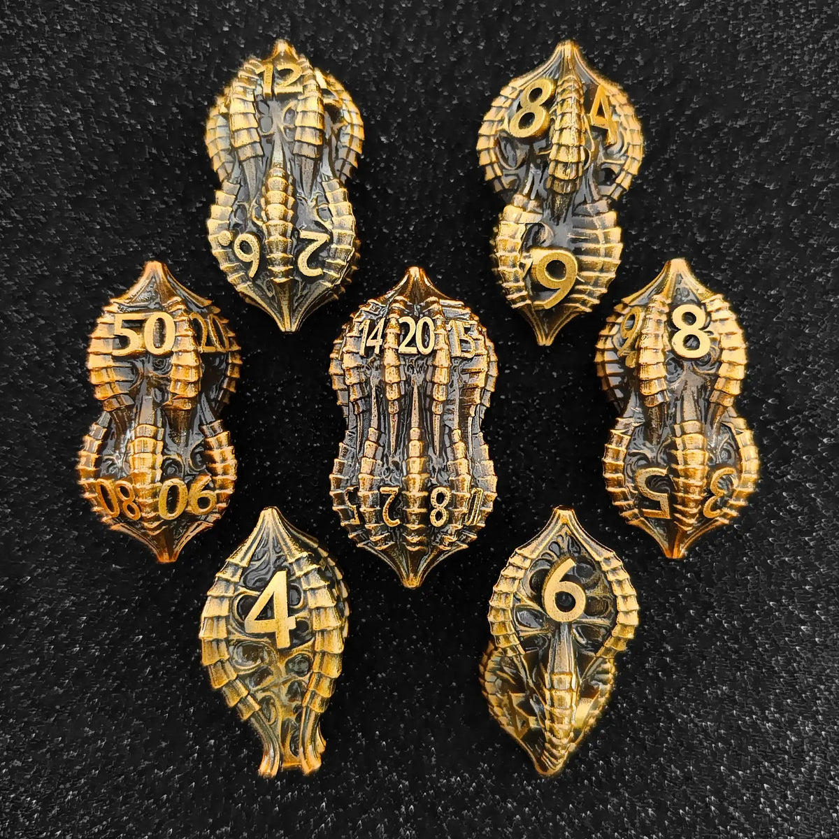 Antique Dragon Metal D6 Dice - Design 5