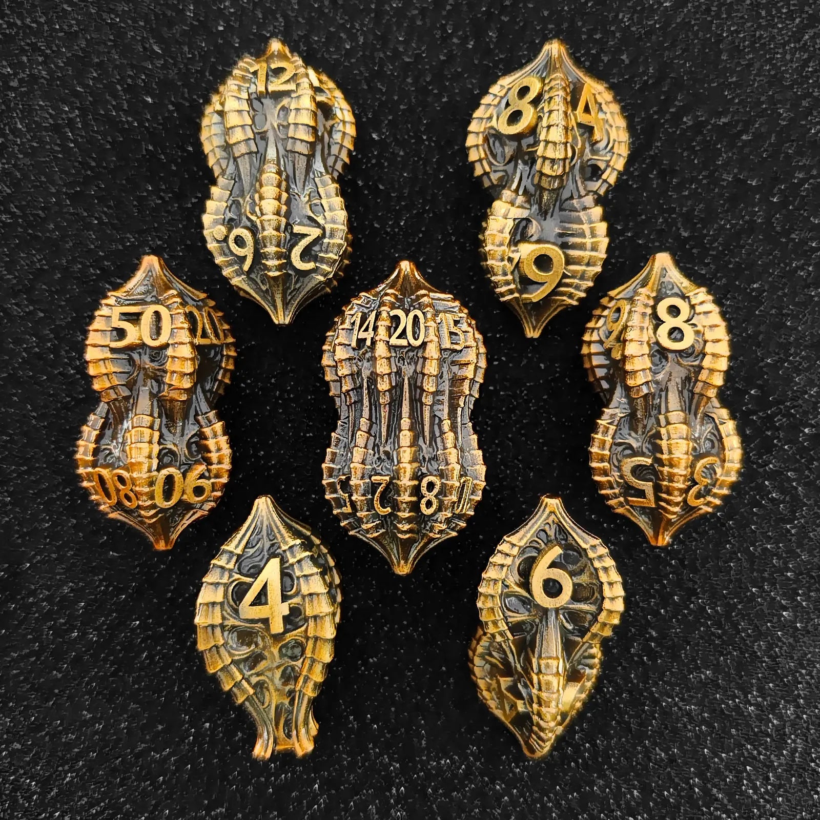 Antique Dragon Metal D6 Dice - Design 5