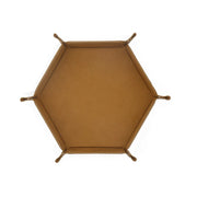 Rolling Folding Hexagon Dice Game Storage Tray PU Leather&Velvet  Mat Holder Double Sided Thick Office Supplies Storage Tools